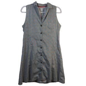 Kling Black Check Blue Octopus Novelty Sleeveless Shirt Dress Vacation  Size L